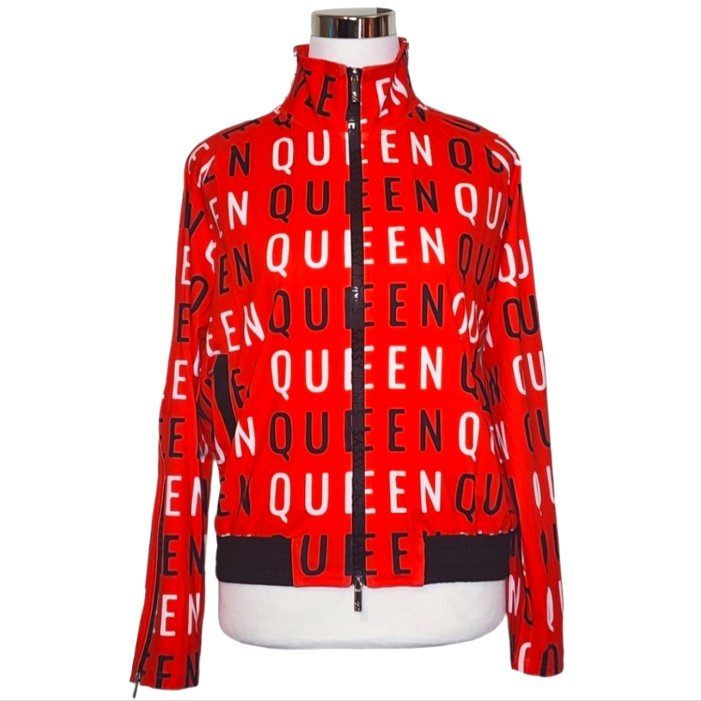Sassy Jones Full Zip "Queen" Graphic Jogger Jacket.